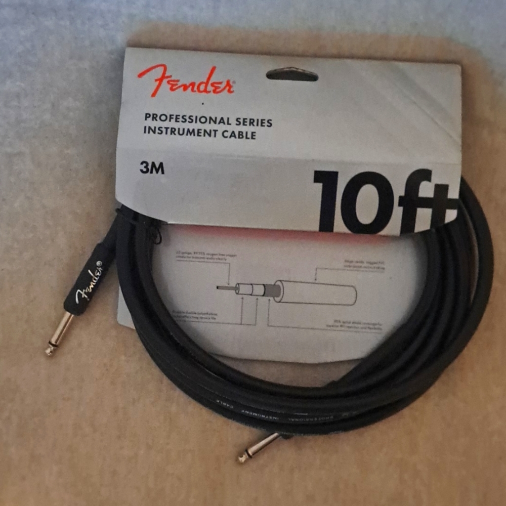 Fender Professional Series Instrument Cable, 10ft, Straight/Straight, Black,